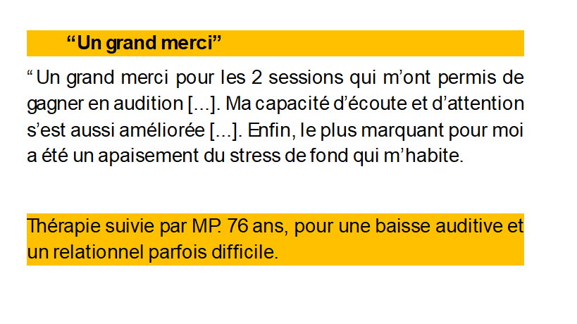 Extrait du témoignage d'une dame de 67 ans