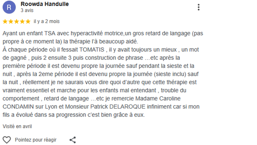 témoignage d'une maman dont l'enfant atteint de trouble autistique a développé le langage à la suite de séances de rééducation de l'écoute selon la méthode Tomatis